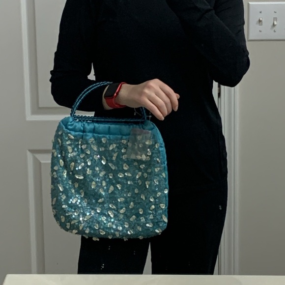 Blue Sequin Night Out Bag - Picture 11 of 15